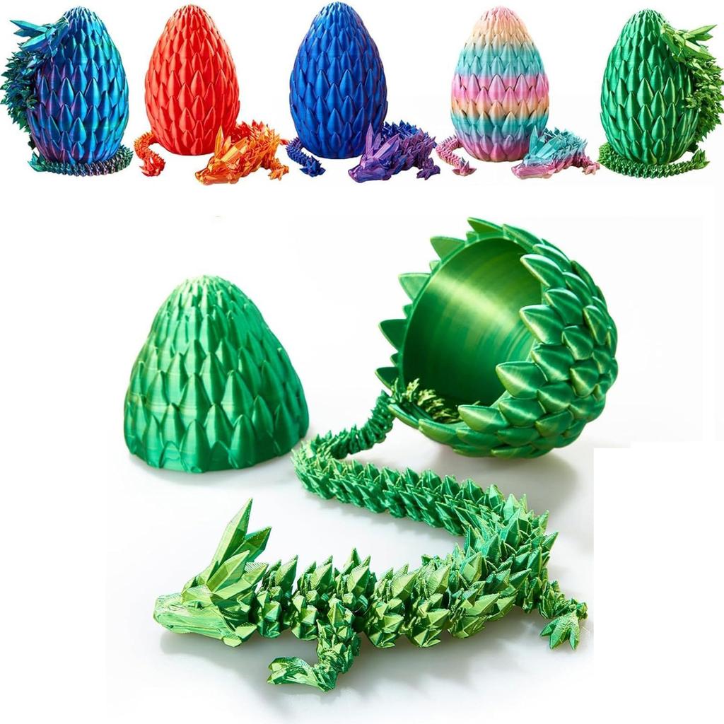 Egg and Figurine Set Handcrafted Collectible with Unique Color Shifting Scales