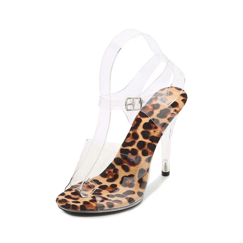 Fashion 2025 new 35-43 sexy super high heels 11CM high nightclub transparent sandals sexy shoes plus size shoes