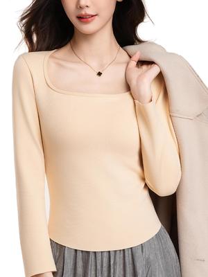 [mocoly] Women's Warm Innerwear, Long Sleeves with Cups [A Fall/Winter Classic: Shapes Your Body, Absorbs Body Moisture, Generates Heat, and Stays War