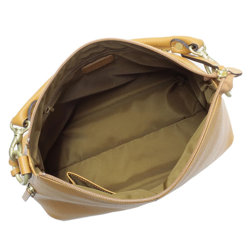 LIME Made In Japan Women's Genuine Leather Shoulder Bag L1801 Camel 2-Way Handbag Leather Made In Japan Lime Zip Shrink