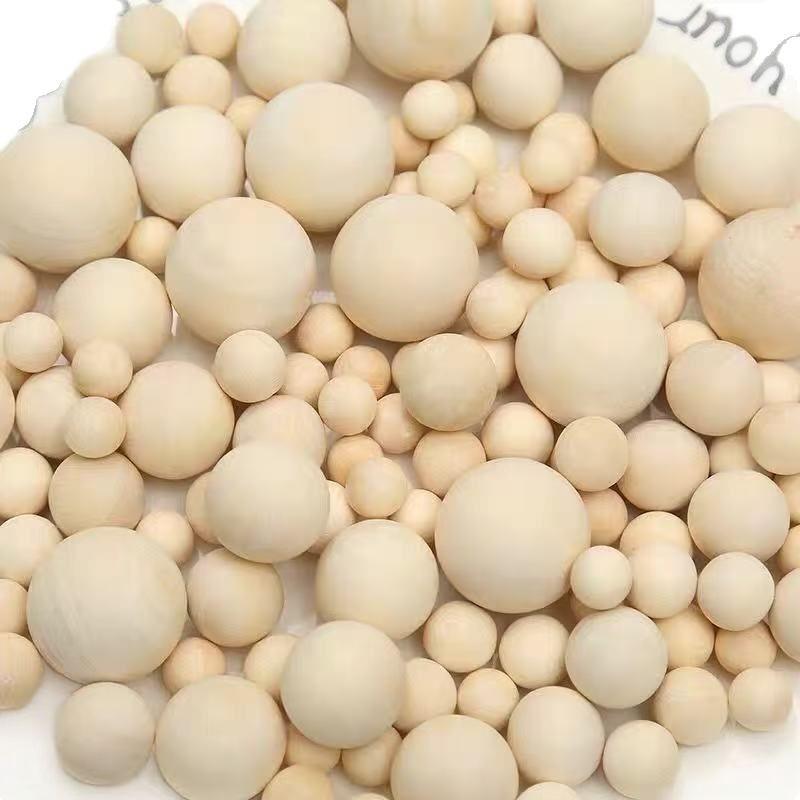Solid Handmade Wooden Beads - Round, No Holes, Natural DIY Toys