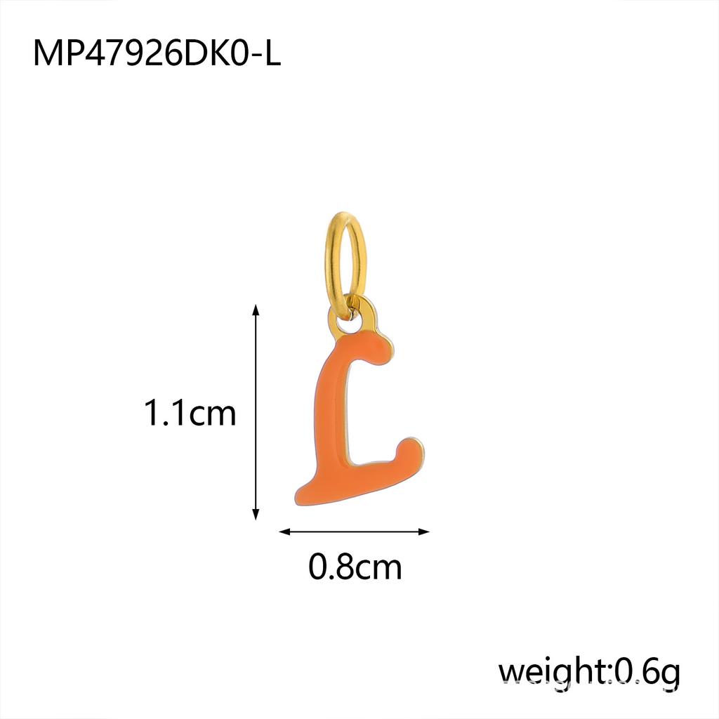 CARLIDANA Simple Gold Plated Stainless Steel Jewelry Alphabet Pendant Small Mini Colorful Oil Drop Initial Letter Necklace