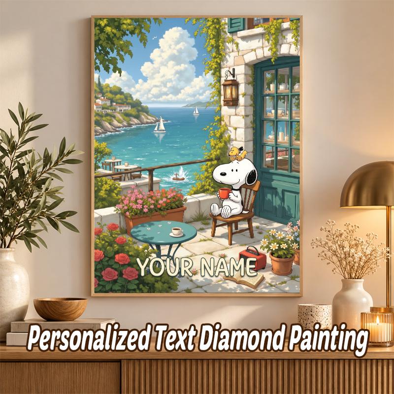 Snoopy Peanuts Custom Name Text 5D Diamond Painting Kit DIY Full Drill Diamond Art Decoration