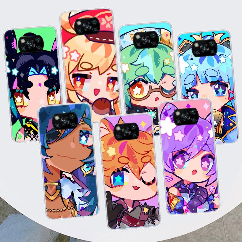 Genshin Impact Cute Phone Case For Xiaomi Poco F7 Ultra X7 X6 Pro X5 Redmi 15 15C 13 13C 12 12C 10 10A 10C 9 9A 9C 9T Shell Poco