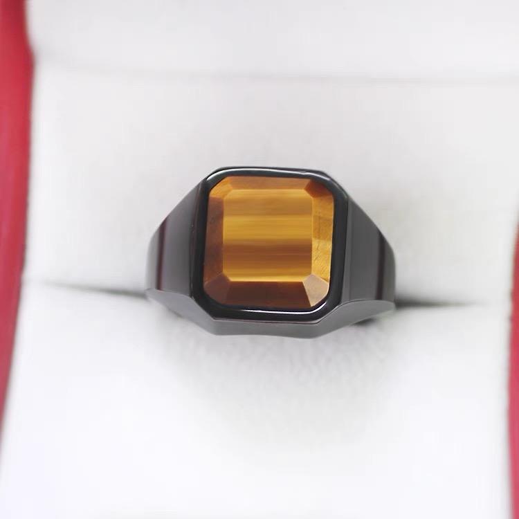Stainless Steel Tiger Eye Stone Ring Male Accessory Factory Wholesale New Design Finger Rings for Men Fashion Wedding Jewelry