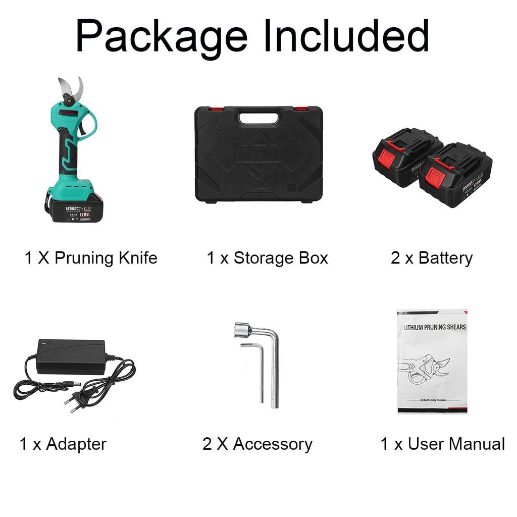 128VF Cordless Electric Pruner Pruning Shear Efficient Fruit Tree Bonsai Pruning Branches Cutter Landscaping