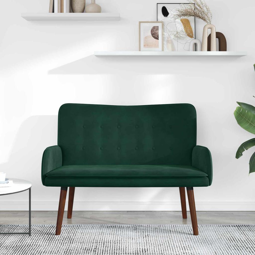 2 Seater Sofa Dark Green 115 x 61 x 87 cm Velvet (V)