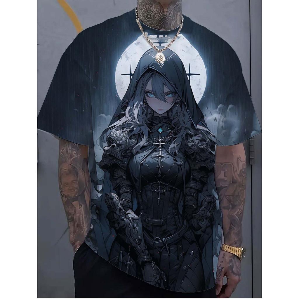 Vibrant Demon Girl Anime T-Shirt, Unisex Casual Tops for Streetwear, Concerts, Festivals Daily Wear
