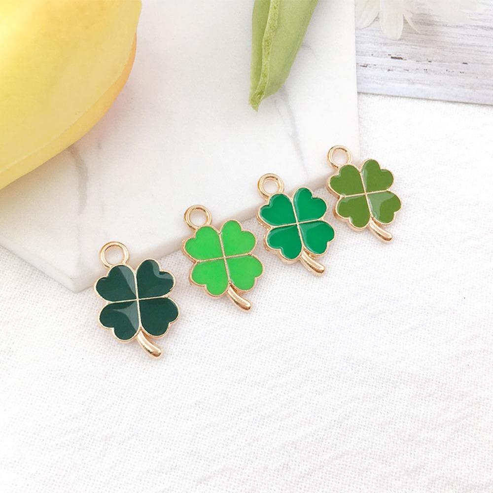 48pcs 11x18mm Four Leaf Clover Charm Pendants Cute Small Enamel Pendants  for St. Patrick's Day