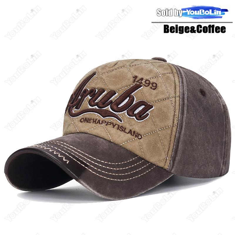 Aruba Brief Bestickte Baumwolle Verstellbare Zweifarbige Baseballkappe Sonnenhut Trucker-Kappen Papa-Hüte gray