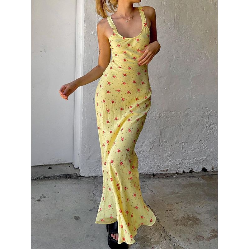 Floral Suspender Sexy Fishtail Dress Floral Sexy Suspenders Fishtail Dress