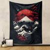 "Red Moon with Waves and Mountain Scene" Patterned Tapestry Decorative Wall Hanging, Home Bedroom Living Room Decor