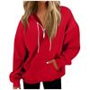 Women's Fashion Long Sleeve Solid Color Zipper Hooded Sweatshirt Top