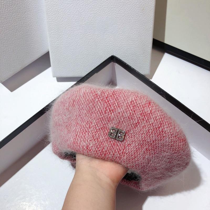 Autumn and Winter Women Beret Angola Rabbit Fur Beret Female Warm Octagonal Hat Fashion Painter Hat High-quality Cap
