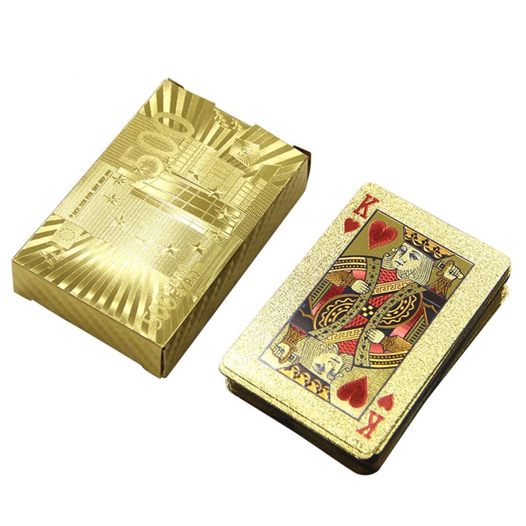 55Pcs Golden Plastic Poker Cards Set, Gold Foil Playing Cards For Magic Tricks & Entertainment, Durable Waterproof Casino Cards