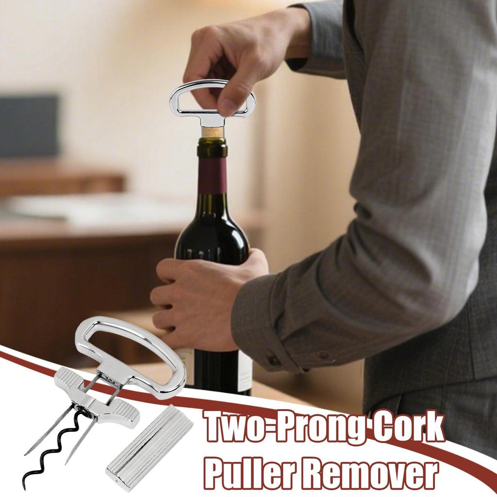 Wine Corkscrew Two Prong Cork Puller Cork Extractor for Old Vintage Ah So Wine Corkscrew for Bar Ceremony Home Outdoor Travel