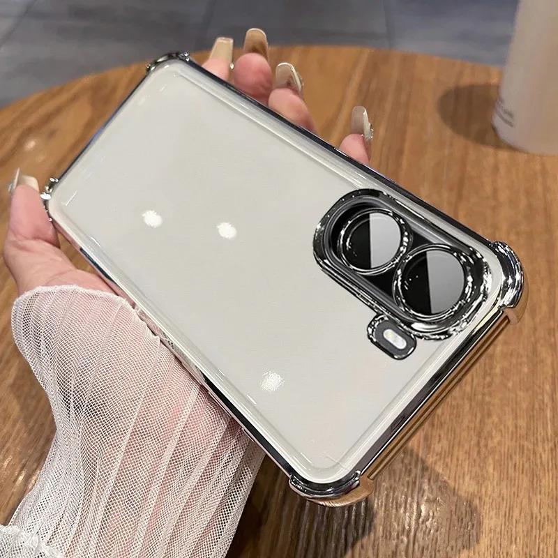 For Xiaomi POCO M7 4G Little M 7 Four Corners Anti-shock Plating Cases Lens Protection Film Soft Silicone Shockproof Back Cover