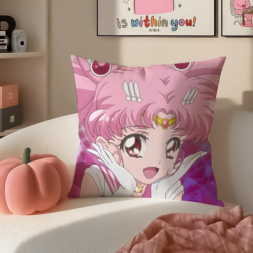 Magical Girly Cute Anime SSailor MMoon Cushion Cover Pillowcase Short Plush Invisible zipper Room Sofa Cushion Cover