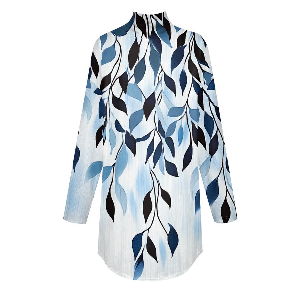 Tee Shirts For Women Fall Casual Long Sleeve Shirts Sweatshirt Vintage Printed High Neck Top Pullover