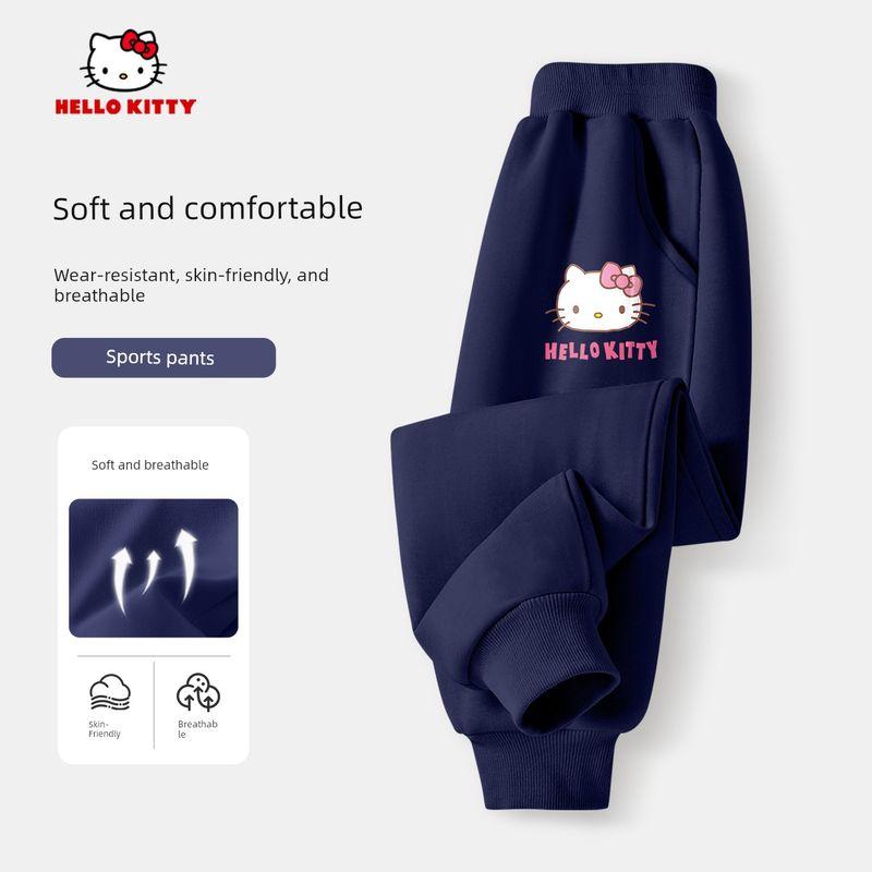 Hello Kitty Girls' Pants Spring and Autumn Thin Purple Stylish Casual Pants Children's Spring Sports Sweatpants Trendy
