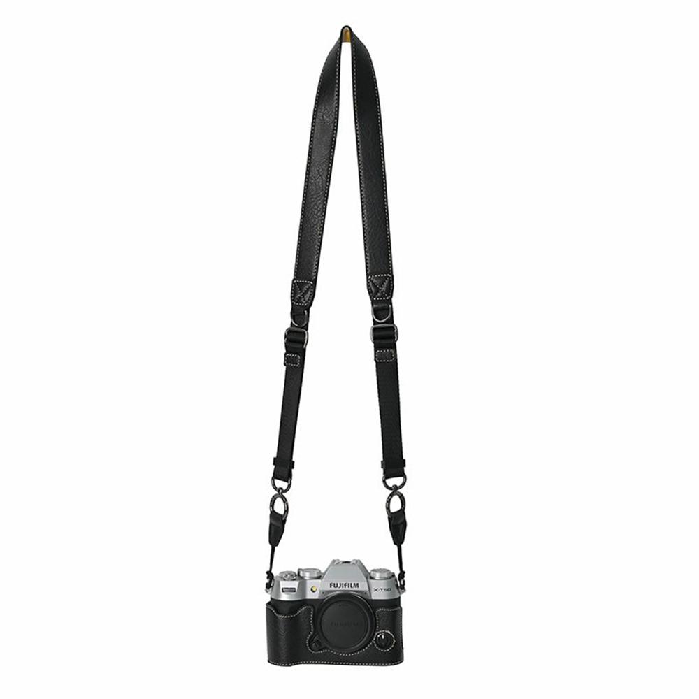 For Fujifilm X-T50 PU Leather Camera Half Case Base Cover with Battery Access and Shoulder Strap E