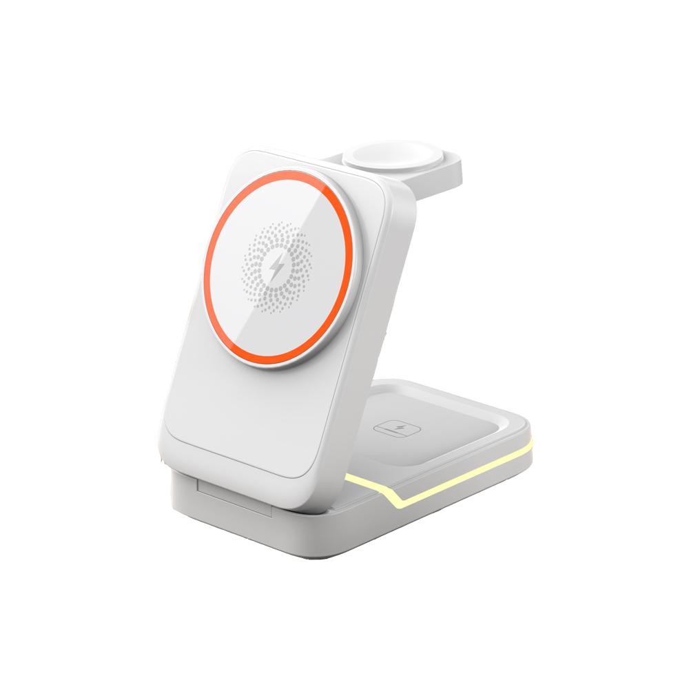 

30W 3 in 1 Foldable Charging Station Fast Magnetic Wireless Charger Stand for iPhone16 15 14 13 12 Apple Watch 8 7 6 Airpods Pro білий
