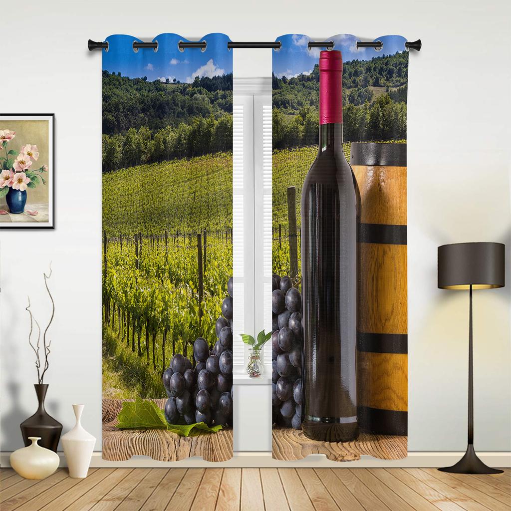 Vineyard Wine Window Curtain Modern European Style Curtains for Bedroom Living Room Backdrop Curtain