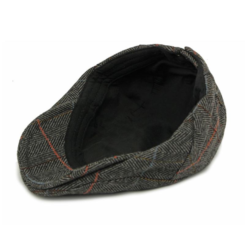 Autumn Winter Men's Hat Middle-Aged Wool Forward Cap British Vintage Beret Plaid Peaked Cap