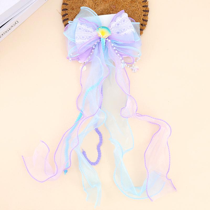 Princess Mermaid Bow Hair Clip for Girls – Children's High Forehead Chain Hair Accessory