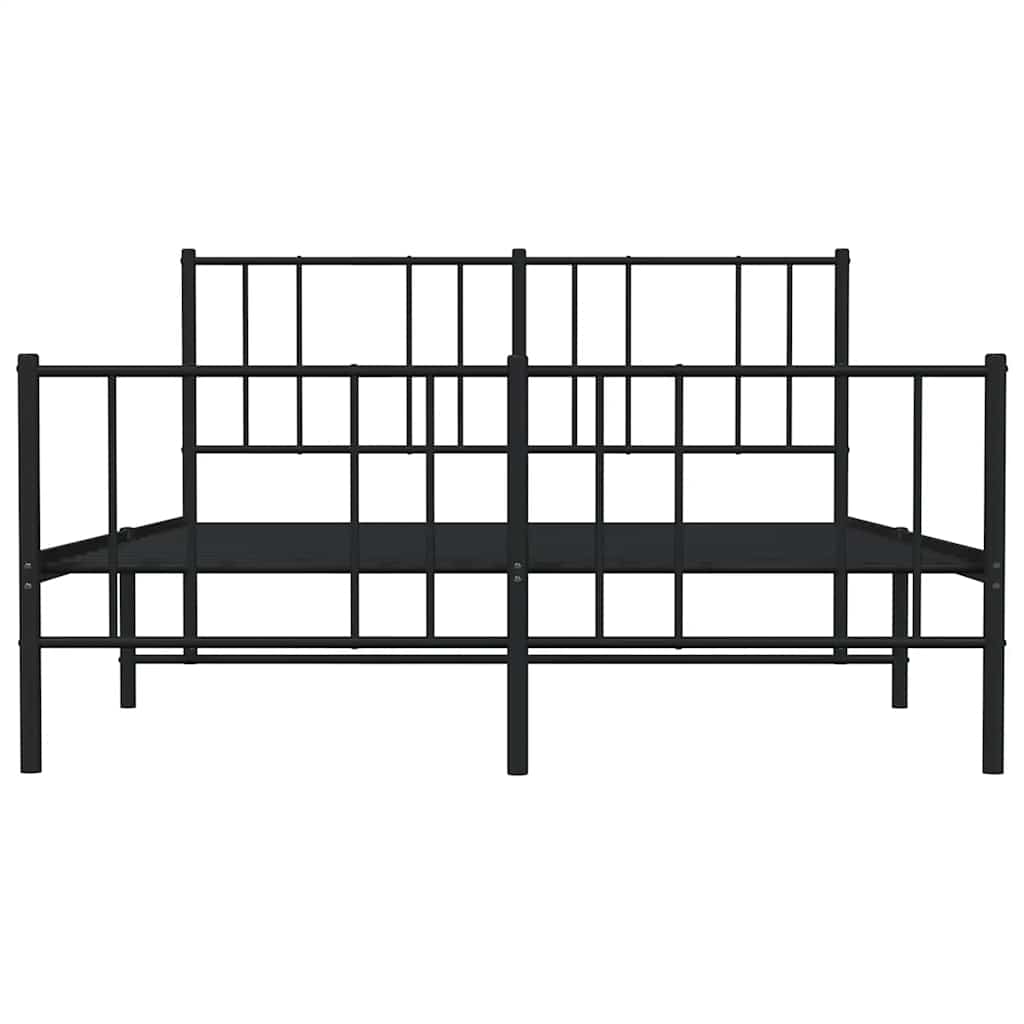 Vidaxl Struttura Letto in Metallo con Testiera e Pediera, Nera, 140X190Cm