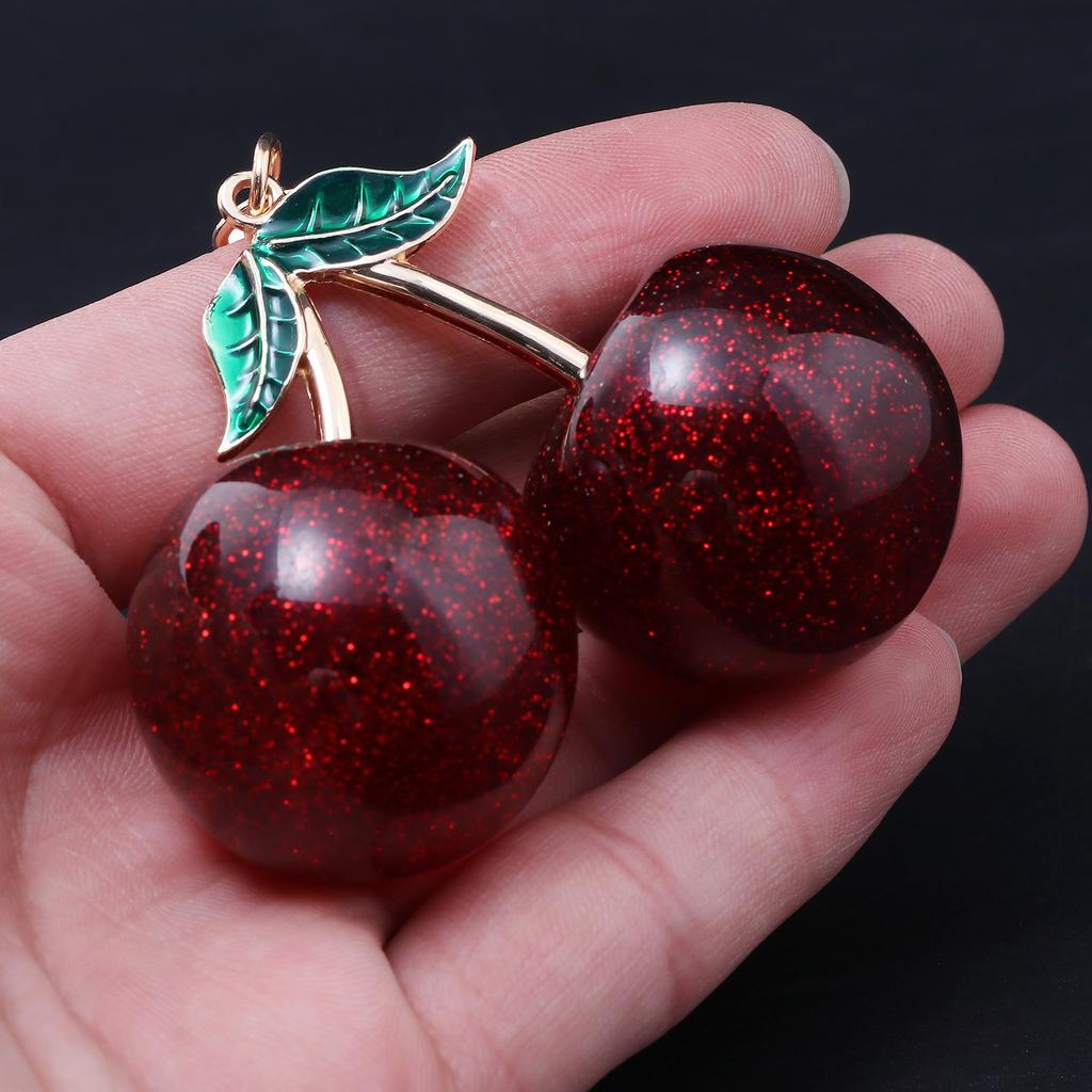 New Delicious Red Cherry Bag Charms Keychain Summer Fruits Cherries Pendant Keyring For Women Men Bag Accessories Jewelry Gift