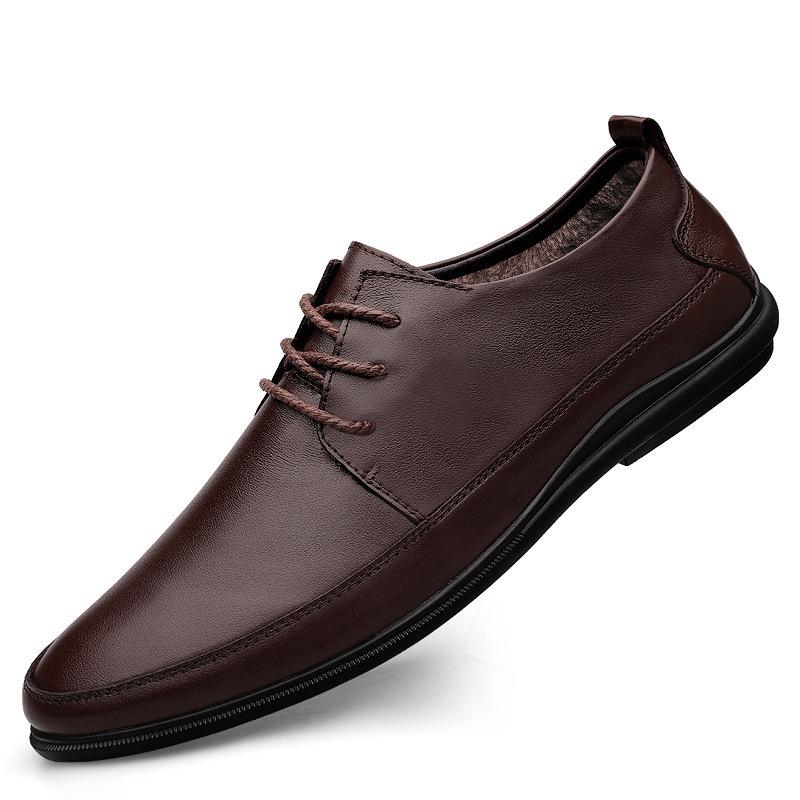 Men's British Style Soft Sole Lace-up Leather Loafers - Casual, Formal, Large Size