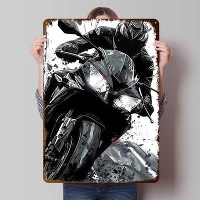 Biker Motorrad Motorräder Biker Bedrucktes Poster Maßgeschneiderte Wandkunst Retro Vintage Metallblechschilder für Zimmer Büro Dekoration Gaming