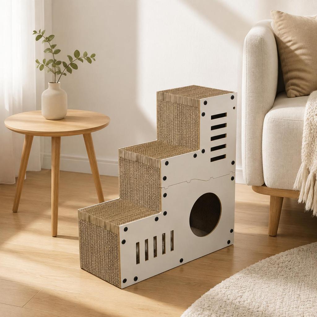 Cardboard Cat House Multi-Level Condo Replaceable for Cats
