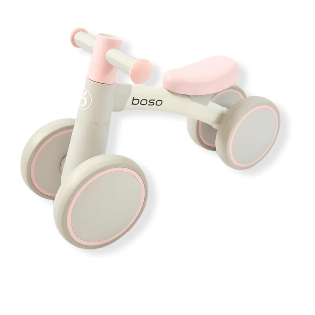 Premium MILA balance bike for one year old, gray with pink saddle