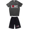 Men Women Cotton Short Sleeve T-Shirt Shorts Set Casual Outfit Youth Style