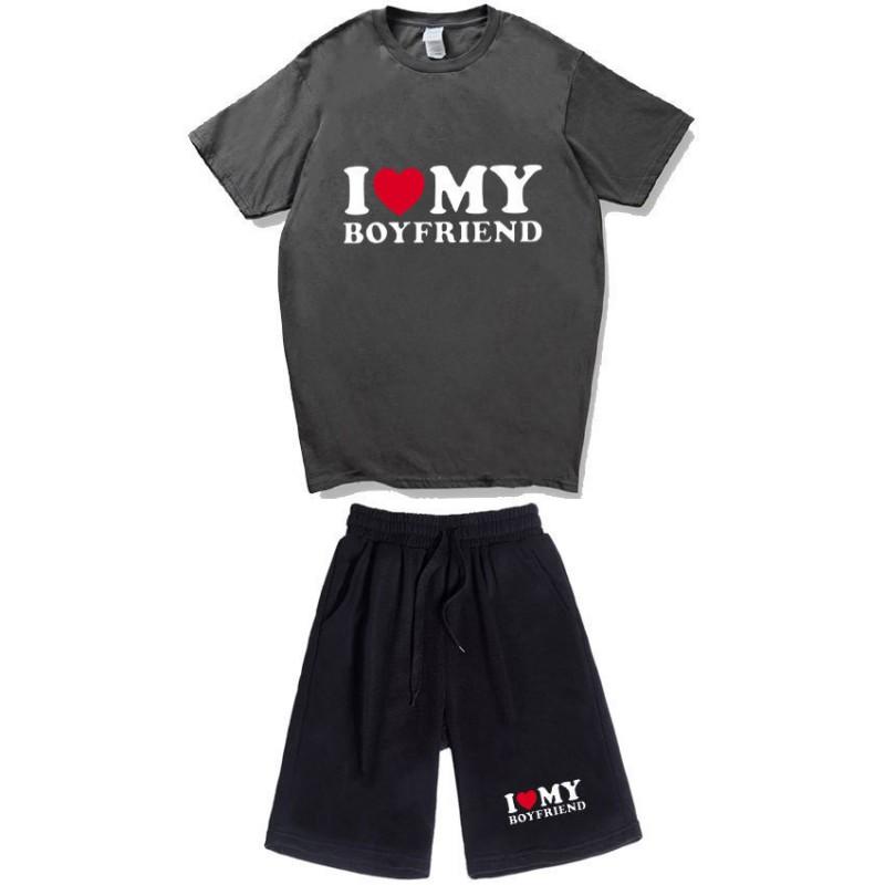 Men Women Cotton Short Sleeve T-Shirt Shorts Set Casual Outfit Youth Style