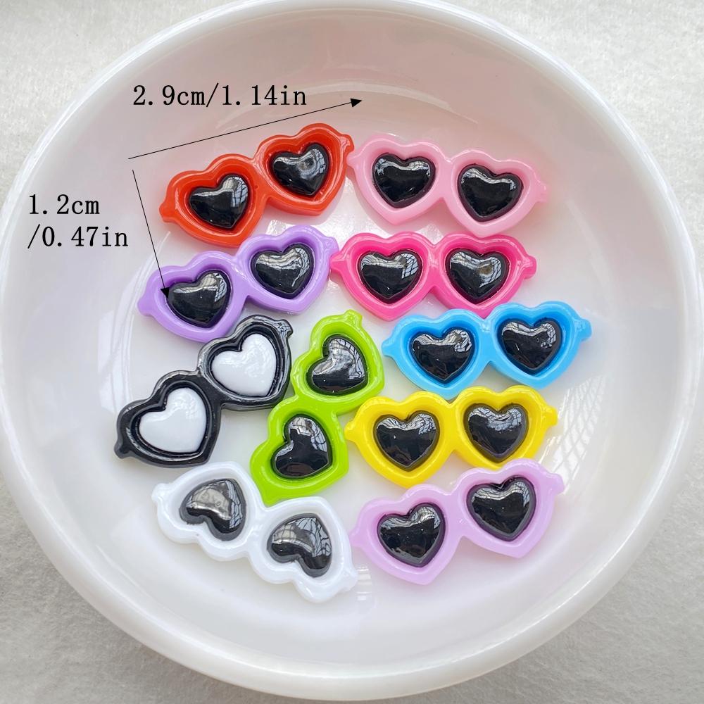 

10Pcs Cute Cartoon Heart-Shaped Glasses Flat Back Resin Scrapbooking DIY Jewelry Craft Decoration Accessorie