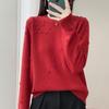 2025 Autumn/Winter Women's Pure Wool Embroidered Round Neck Knitwear Sweater: Long Sleeve, Loose Fit