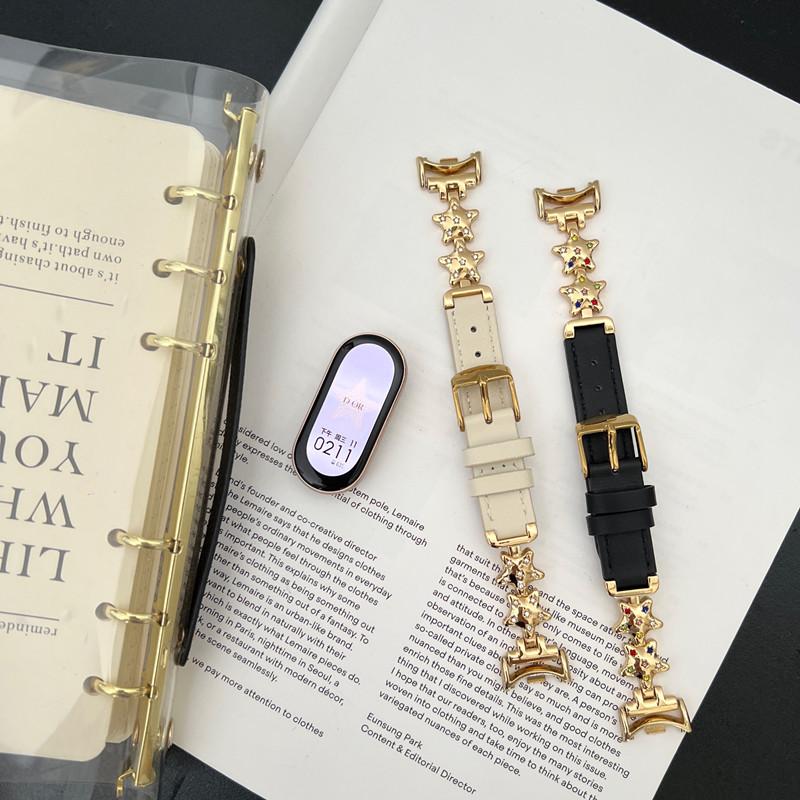 Luxury Leather Butterfly Strap For Xiaomi Mi Band 9 8 Smartwatch Band For Mi Band 8 9 Pro Sport Bracelet Wristband Replacement Red Mi Watch 4 Strap