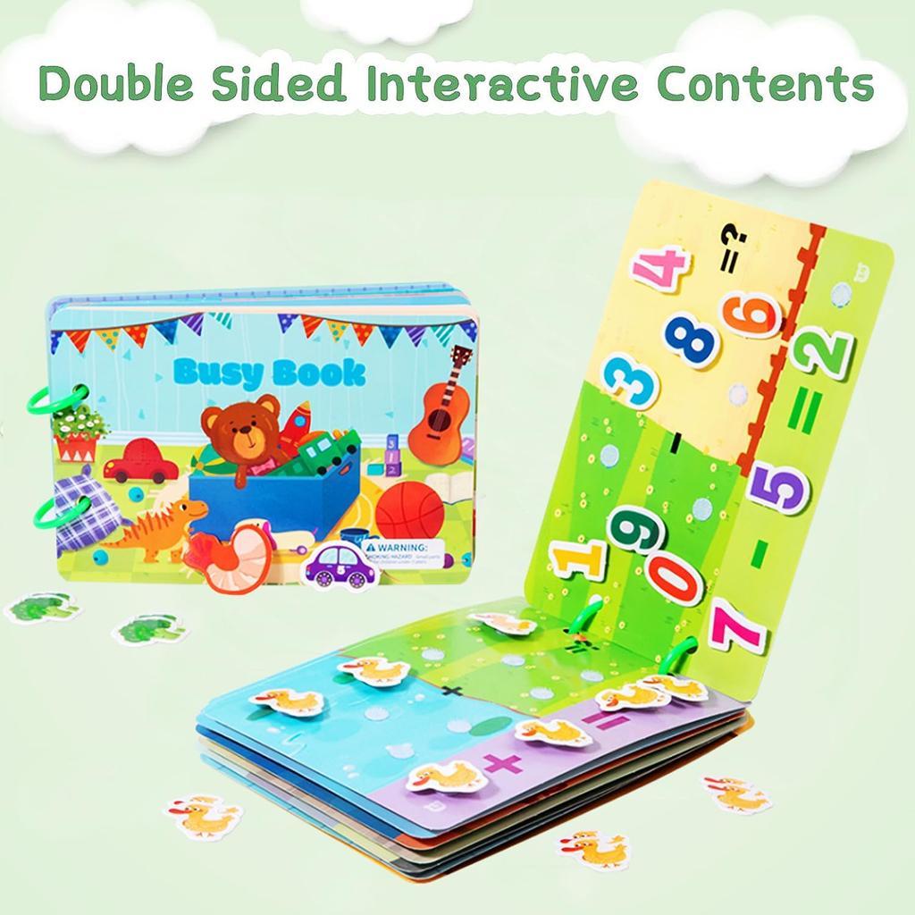 Yeahbo Busy Book für 2-, 3- und 4-jährige Mädchen und Jungen, 2-teilig, Montessori-Spielzeug, Lernspielzeug, Reisespielzeug, Geschenke für 2- bis 5-Jährige