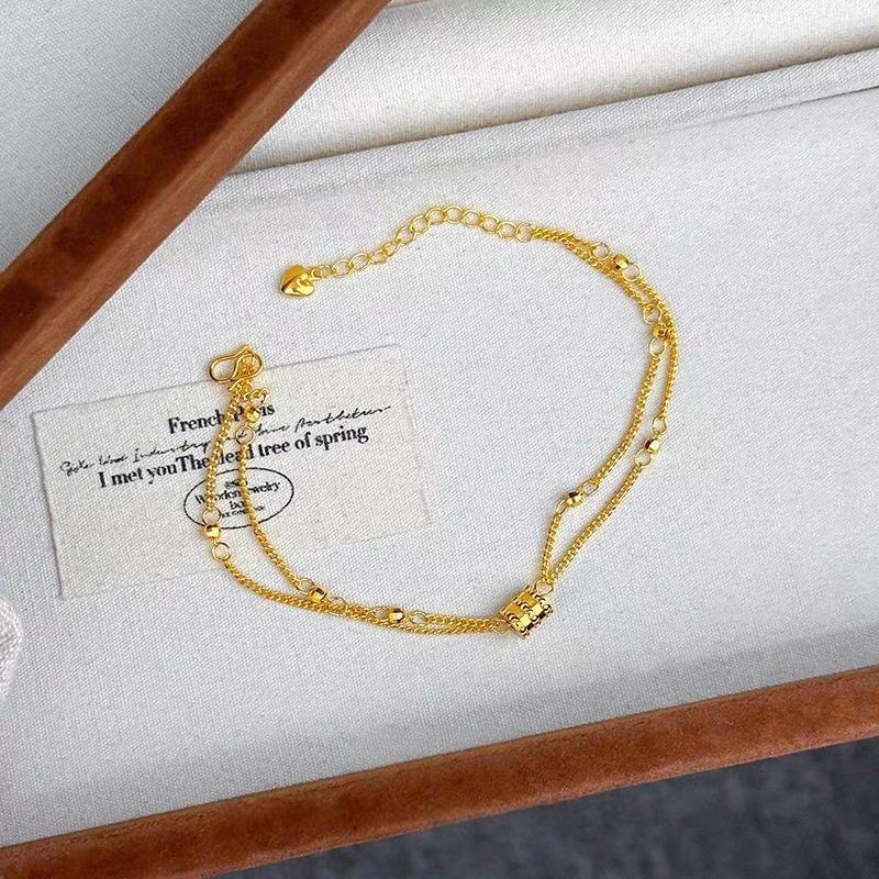 

Double Layer Vietnamese Sand Gold Disco Beads Bracelet for Women - Xiaohongshu Style