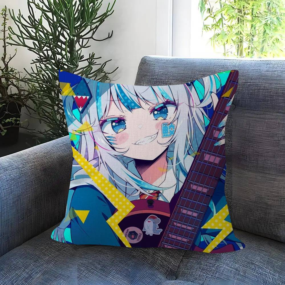Anime Gawr cute Gura Personalized Pillow Cover Kids Bedroom Wild Party Decor Pillowcase kid Birthday shower Gift