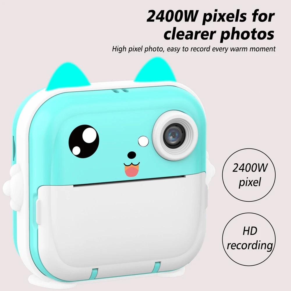Children Instant Print Camera Children Video Pography Digital Po Camera Toy Mini Thermal Printer Ideal for Boy Girls Birthday Present