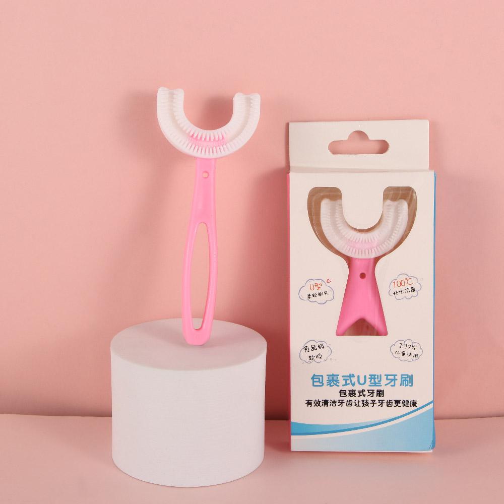 

2-12 Years Old Toddler Teeth Cleaning Brushes U-Shape Toothbrushes Kids Toothbrushes Oral Care pink-Age 2-6