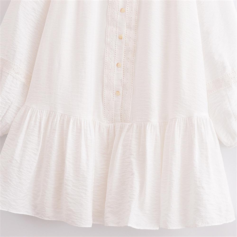 2025 Spring/Summer Women's Loose Lace Crew Neck Long Sleeve Dress