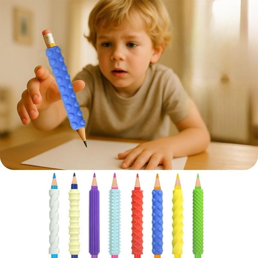 4 pcs Textured Handwriting Pen Cover Silicone Pencil Sleeves Relax Pencil Grips Handwriting