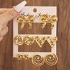 5pair Geometric Bowknot Stud Earrings Set Fashion Creative Gold Color Water Drop Heart Charm Luxury Earrings Party  Gifts