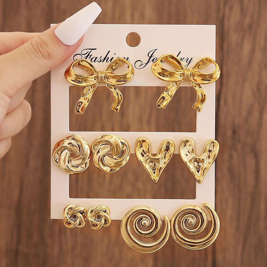 6PCS Set Cute Heart Buterfly Pendant Earrings for Women Girls Unique Aesthetic Charm Daily Wear Anti-allergy  Accessories