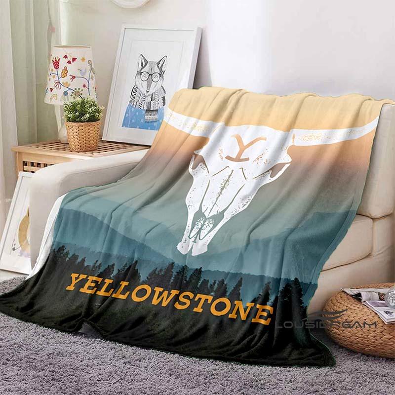 Personalisierbare 3D-gedruckte Yellowstone-Thermodecke, Geeignet für Wohnzimmer, Schlafzimmer, Bett, Sofa, Bürogeschenk, Flanelldecke